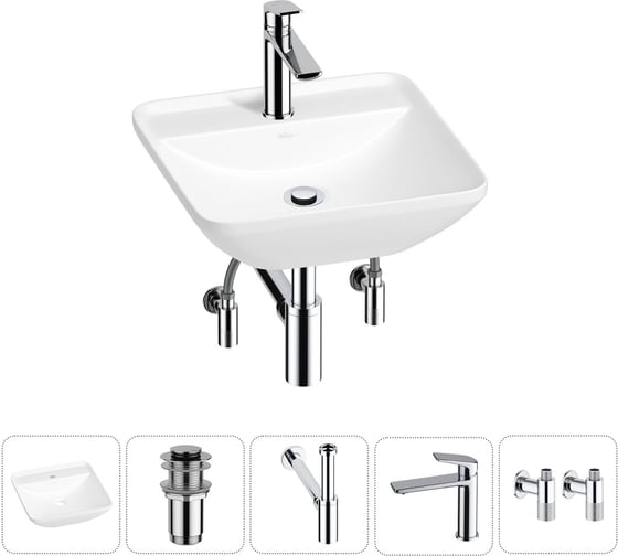 Набор Wellsee 5 в 1 Cute Twin S накладная раковина 43x43 см 20213366R 1