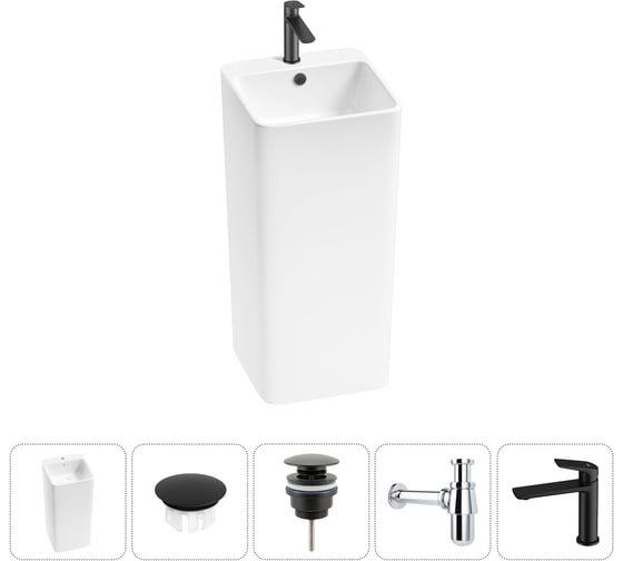 Набор Wellsee 5 в 1 Callipy Art напольная раковина 40x40x85 см 20217270R 1