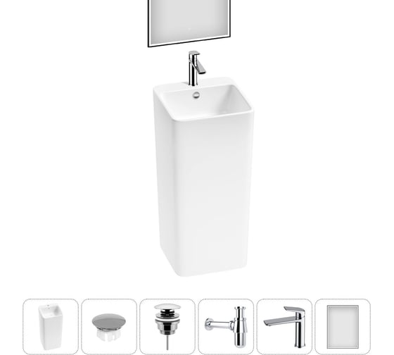 Набор Wellsee 6 в 1 Callipy Art напольная раковина 40x40x84,5 см 20218939R 1