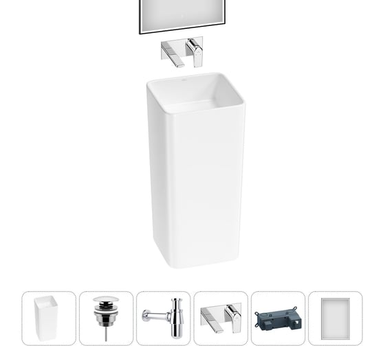 Набор Wellsee 5 в 1 Callipy Art напольная раковина 40x40x84 см 20218923R 1