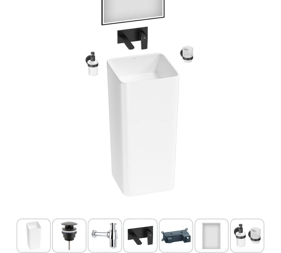 Набор Wellsee 6 в 1 Callipy Art напольная раковина 40x40x84 см 20218928R 1