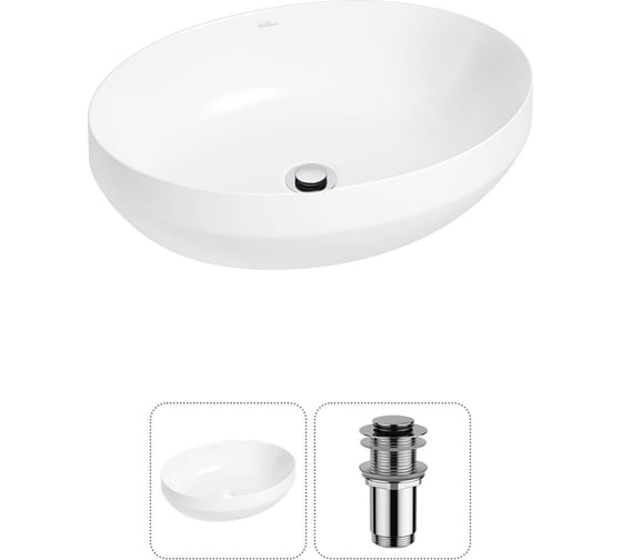 Набор Wellsee 2 в 1 Air Gap R накладная раковина 50x36 см 20212389R
