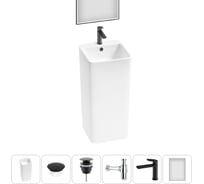 Набор Wellsee 6 в 1 Callipy Art напольная раковина 40x40x84,5 см 20218941R