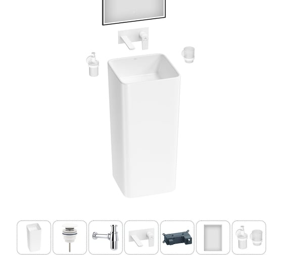 Набор Wellsee 6 в 1 Callipy Art напольная раковина 40x40x84 см 20218930R 1