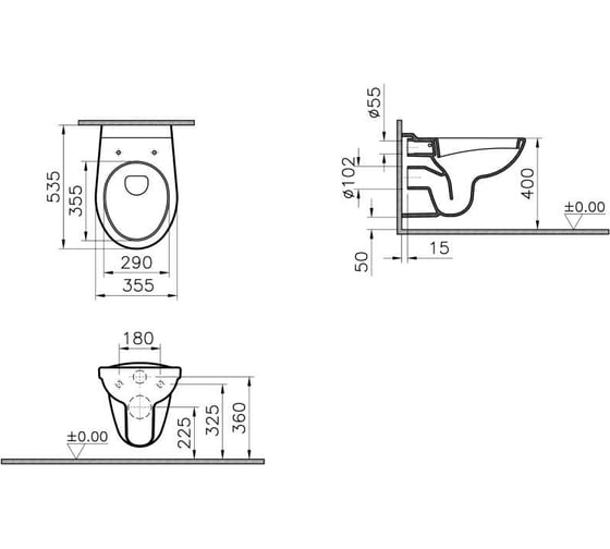 Комплект с дюропластовой крышкой VITRA Normus L-box микролифт 9773B003-7206