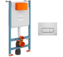 Комплект VITRA: инсталляция Core 732-5800-01 и панель смыва Root R 740-2280 глянцевый хром, 3/6 л, глубина установки 12 см 800-1873