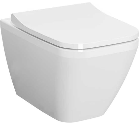 Комплект: Безободковый подвесной унитаз VITRA Integra Square, кнопка хром 9856B003-7207