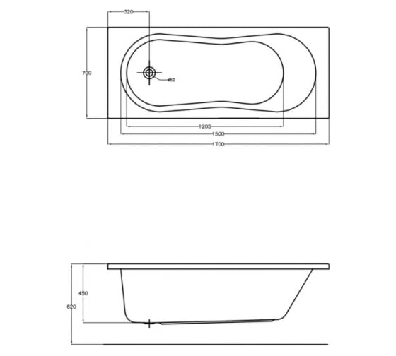 Прямоугольная ванна Cersanit NIKE 170x70 63347