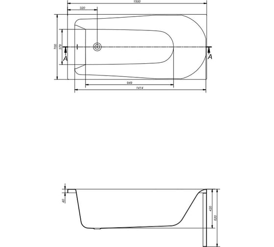 Прямоугольная ванна Cersanit FLAVIA 150x70 P-WP-FLAVIA*150NL