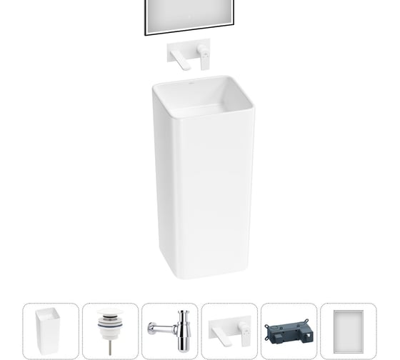 Набор Wellsee 5 в 1 Callipy Art напольная раковина 40x40x84 см 20218926R