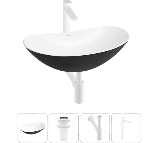 Акционный набор Wellsee 4 в Carefree Dove накладная раковина 60x36 см 20212329R 1