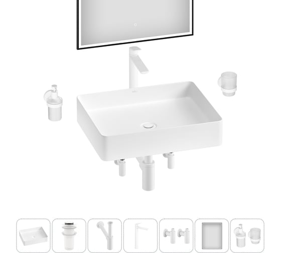 Акционный набор Wellsee 7 в FreeDom 2.0 накладная раковина 51x40 см 20217922R