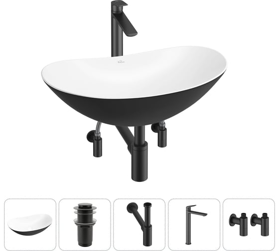 Акционный набор Wellsee 5 в Carefree Dove накладная раковина 60x36 см 20212331R 1