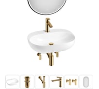 Набор Wellsee 6 в 1 Pro Line накладная/подвесная раковина 53x41 см 20218391R