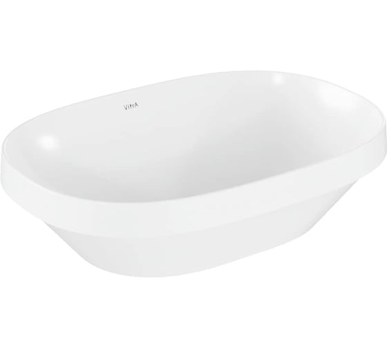 Овальная накладная раковина Vitra Frame, 56 см, без отверстия под смеситель, без перелива, белая 5652B403-0016