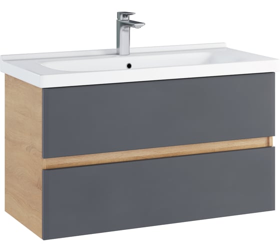 Тумба с раковиной RUVANN GLORY 100 + Миранда 100 в ванную подвесная Т.GLORY.П-100П-KIT-MIR