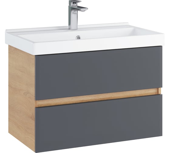 Тумба с раковиной RUVANN GLORY 80 + Фест 80 в ванную подвесная Т.GLORY.П-80П-KIT-FES