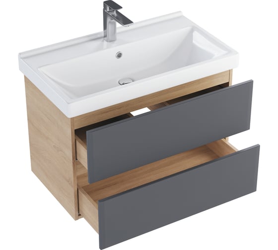 Тумба с раковиной RUVANN GLORY 80 + Фест 80 в ванную подвесная Т.GLORY.П-80П-KIT-FES