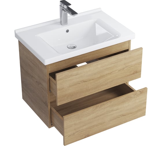 Тумба с раковиной RUVANN GUSTO 70 + Миранда 70 в ванную подвесная Т.GUSTO.П-70П-KIT-MIR