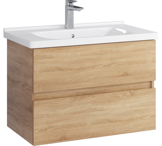 Тумба с раковиной RUVANN GUSTO 80 + Миранда 80 в ванную подвесная Т.GUSTO.П-80П-KIT-MIR