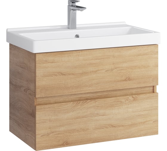 Тумба с раковиной RUVANN GUSTO 80 + Фест 80 в ванную подвесная Т.GUSTO.П-80П-KIT-FES