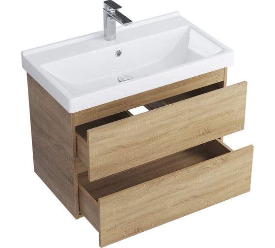Тумба с раковиной RUVANN GUSTO 80 + Фест 80 в ванную подвесная Т.GUSTO.П-80П-KIT-FES