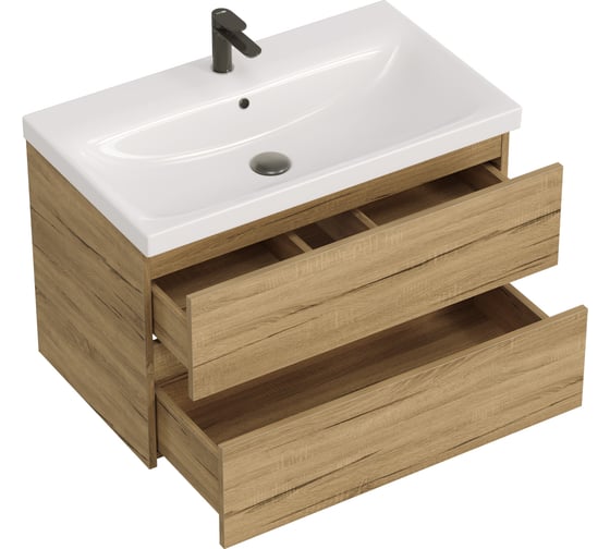 Тумба с раковиной RUVANN DREVA 80 + Moduo 80 в ванную подвесная Т.DREVA.Д-80П-KIT-MOD