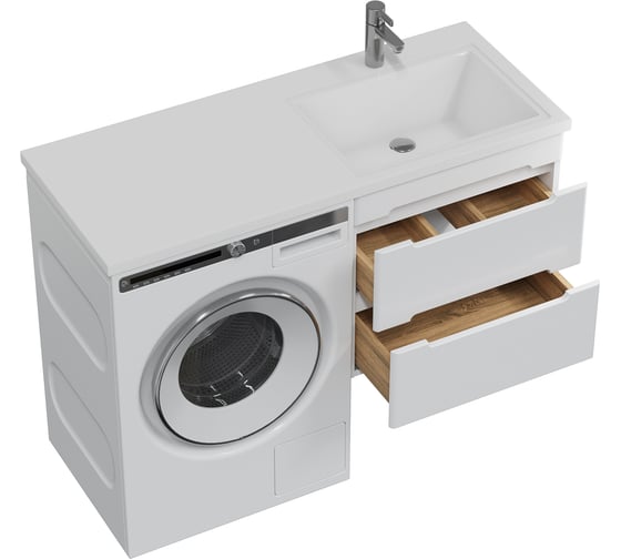 Тумба с раковиной RUVANN DUET 60 + Даллас 120 правый в ванную подвесная Т.DUET.П-60П-KIT-DAL120P