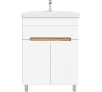 Тумба с раковиной RUVANN NIKA 50 + Фест 50 в ванную напольная Белая, дуб вотан T.NIKA-BV.П-50Н-KIT-FES