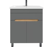 Тумба с раковиной RUVANN NIKA 70 + Миранда 70 в ванную напольная Дуб вотан, графит софт Т.NIKA-GS.П-70Н-KIT-MIR