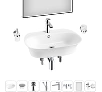 Набор Wellsee 8 в 1 Excellence Pro накладная/подвесная раковина 65x46 см 20219053R