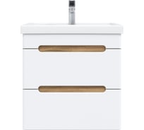 Тумба подвесная с раковиной RUVANN AQVI 50 + Фостер 50, цвет Дуб вотан/белый Т.AQVI-WV.П-50ПР-KIT-FOS