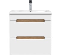 Тумба подвесная с раковиной RUVANN AQVI 50 + Como 50, цвет Дуб вотан/белый Т.AQVI-WV.П-50ПР-KIT-COM