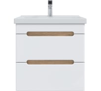 Тумба подвесная с раковиной RUVANN AQVI 50 + Фест 50, цвет Дуб вотан/белый Т.AQVI-WV.П-50ПР-KIT-FES