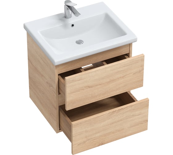 Тумба с раковиной RUVANN GUSTO 50 + Como 50 в ванную подвесная Т.GUSTO.П-50П-KIT-COM