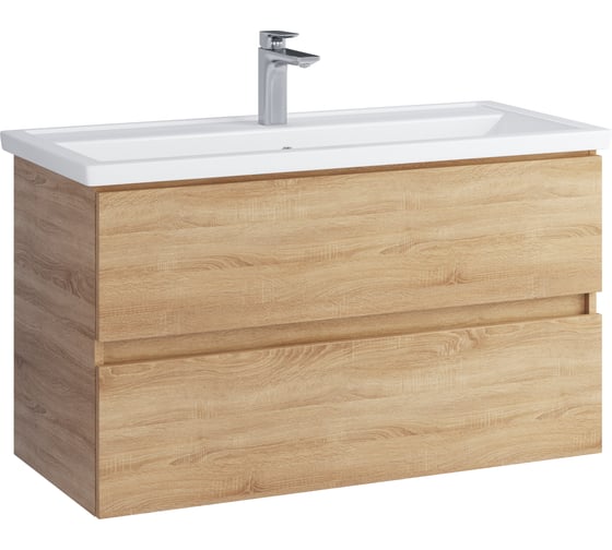 Тумба с раковиной RUVANN GUSTO 100 + Фостер 100 в ванную подвесная Т.GUSTO.П-100П-KIT-FOS