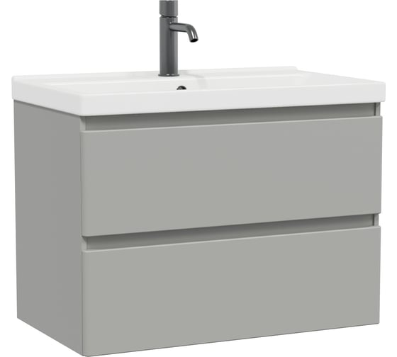 Тумба с раковиной RUVANN STELLO 80 + Фест 80 в ванную подвесная, грей Т.STELLO-GR.П-80П-KIT-FES