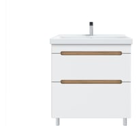 Тумба с раковиной RUVANN AQVI 80 + Фест 80 в ванную напольная Дуб вотан, белый Т.AQVI-WV.П-80НР-KIT-FES