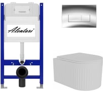 Комплект Alentori Инсталляция для унитаза SISTEMA 50 AL.SIS33T с клавишей CHIAVE H, хром глянец AL.CHI202CH + FLUIRE 2101 Vortex (Торнадо) Унитаз безободковый, с микролифтом, белый AL.SIS33TAL.CHI202CHAL.FLU42101.V.W