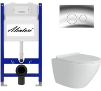 Комплект Alentori Инсталляция для унитаза SISTEMA 50 AL.SIS33T с клавишей CHIAVE L, хром глянец AL.CHI102CH + FLUIRE Унитаз безободковый, сиденье с микролифтом, белый глянцевый AL.SIS33TAL.CHI102CHAL.FLU40106.W