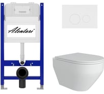 Комплект Alentori Инсталляция для унитаза SISTEMA 50 AL.SIS33T с клавишей CHIAVE L, белый матовый AL.CHI019WM + FLUIRE 208 Унитаз безободковый, сиденье с микролифтом, белый глянцевый AL.SIS33TAL.CHI019WMAL.FLU40208.W