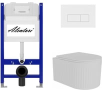 Комплект Alentori Инсталляция для унитаза SISTEMA 50 AL.SIS33T с клавишей CHIAVE H, белый матовый AL.CHI018WM + FLUIRE 2101 Vortex (Торнадо) Унитаз безободковый, Soft-Close, белый глянцевый AL.SIS33TAL.CHI018WMAL.FLU42101.V.W