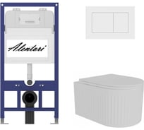 Комплект Alentori: инсталляция для унитаза SISTEMA 52 AL.SIS11T с клавишей CHIAVE A, белый матовый AL.CHI020WM + FLUIRE 2101 Vortex (Торнадо) унитаз безободковый, Soft-Close, белый глянцевый AL.SIS11TAL.CHI020WMAL.FLU42101.V.W