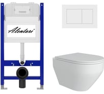 Комплект Alentori Инсталляция для унитаза SISTEMA 50 AL.SIS33T с клавишей CHIAVE A, белый матовый AL.CHI020WM + FLUIRE 208 Унитаз безободковый, сиденье с микролифтом, белый глянцевый AL.SIS33TAL.CHI020WMAL.FLU40208.W