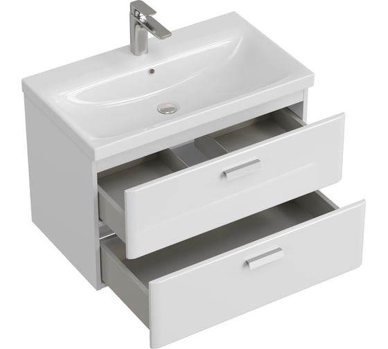 Тумба с раковиной RUVANN WELLEN 80 + Moduo 80 в ванную подвесная Т.WELLEN.Э-80П-KIT-MOD