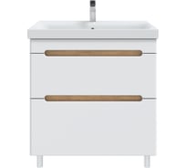 Тумба с раковиной RUVANN AQVI 80 + Moduo 80 в ванную напольная Дуб вотан, белый Т.AQVI-WV.П-80НР-KIT-MOD