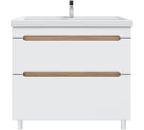 Тумба с раковиной RUVANN AQVI 100 + Фостер 100 в ванную напольная Дуб вотан, белый Т.AQVI-WV.П-100НР-KIT-FOS