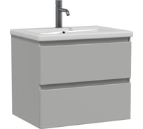 Тумба с раковиной RUVANN STELLO 60 + Como 60 в ванную подвесная, грей Т.STELLO-GR.П-60П-KIT-COM