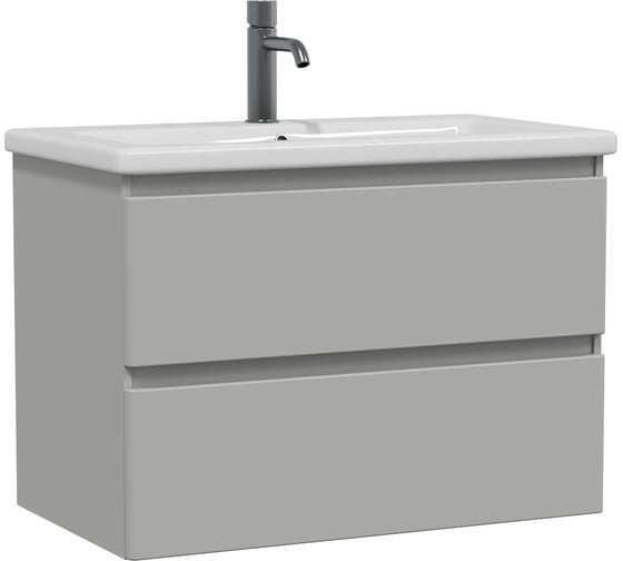 Тумба с раковиной RUVANN STELLO 80 + Como 80 в ванную подвесная, грей Т.STELLO-GR.П-80П-KIT-COM