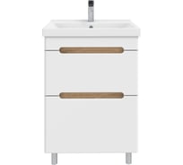 Тумба напольная с раковиной RUVANN AQVI 60 + Фест 60, цвет Дуб вотан/белый Т.AQVI-WV.П-60НР-KIT-FES